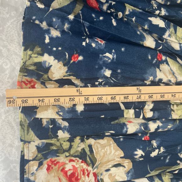 Lauren Ralph Lauren Blue Floral Linen Blend Sleeveless Midi Dress Size 14 - Picture 12 of 13